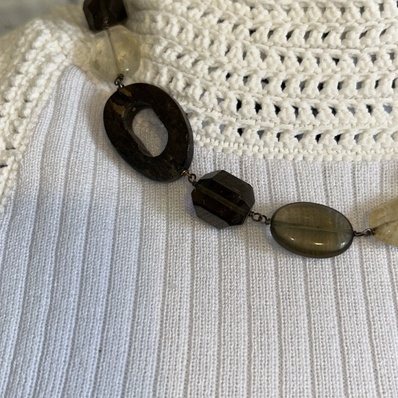 Glass Geometric Shaped Brown and Cream Tones Necklace - Picture 3 of 5